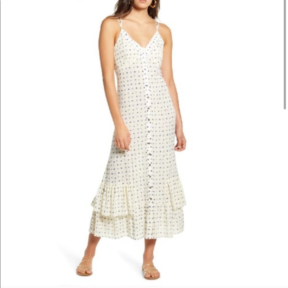 NWT button down flowy ruffle midi dress